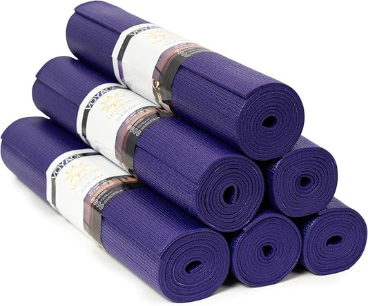 Voyage 5mm Studio Yoga Mats, 6 Pack, 72x24in | Extra Long, Anti-Tear Exercise Mats for Workout, Stretching, Fitness - Non Slip Gym Mats for Home, Schools and Studios