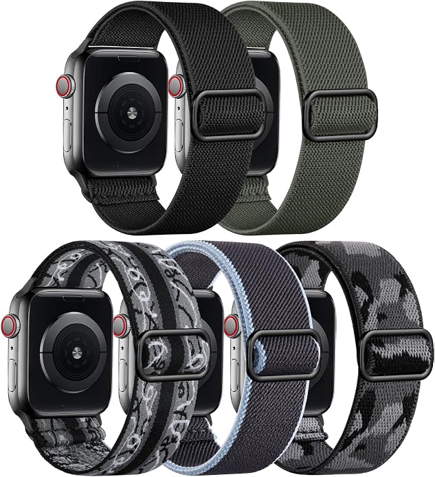 Adorve Stretchy Band Compatible with Apple Watch Bands Ultra 3/2/1 49mm 46mm 45mm 44mm 42mm 41mm 40mm 38mm Men Women, Soft Nylon Elastic Braided Strap Fits for iWatch Series 11/10/9/8/7/6/5/4/3/SE3-1