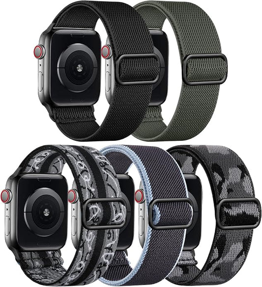Adorve Stretchy Band Compatible with Apple Watch Bands Ultra 3/2/1 49mm 46mm 45mm 44mm 42mm 41mm 40mm 38mm Men Women, Soft Nylon Elastic Braided Strap Fits for iWatch Series 11/10/9/8/7/6/5/4/3/SE3-1