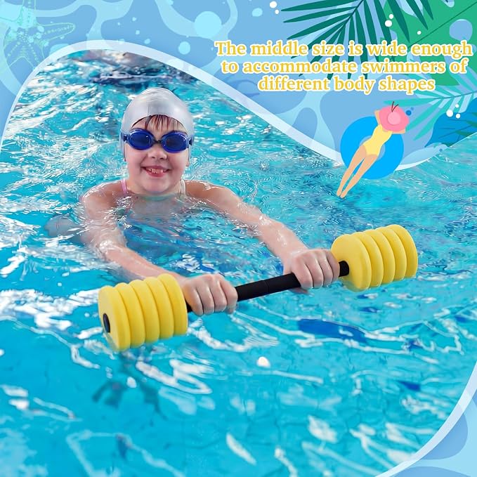 Soulchen Long Aquatic Exercise Dumbbells Pool Exercise Foam Water Weights Dumbbell Aquatic Pool Barbells with High Density EVA Foam for Swim Water Aerobics Workouts Loss