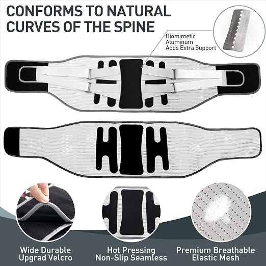 Back Brace for Lower Back Pain - Lumbar Support with Bionic Support System, Adjustable Belt for Men Women, Relieves Sciatica, Herniated Disc, Scoliosis, Posture Correction for Workout, Daily Use, Heavy Lifting(Black,XX-Large)