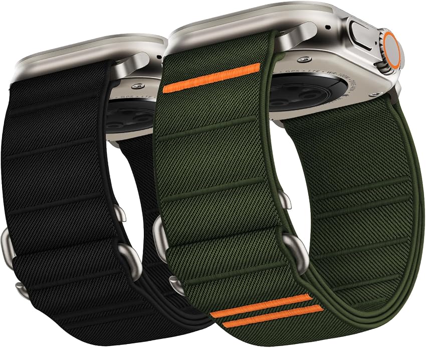 Suitisbest 2 Pack Sport Band Compatible with Apple Watch Ultra Band 49mm 46mm 45mm 44mm 42mm 41mm 40mm 38mm, Stretchy Sport Loop Strap for iWatch Series 11 10 9 8 7 6 5 4 3 2 1, SE 3 2 1, Ultra 3 2 1