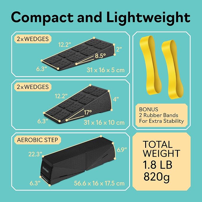 Squat Wedge Block Set of 3/5 - 960 LBS Capacity - Slant Board for Calf Stretching with 5 Stackable Angles - Calf Stretcher Slant Board - Workout Equipment - EPP Material for Exercise Equipment & Physical Therapy
