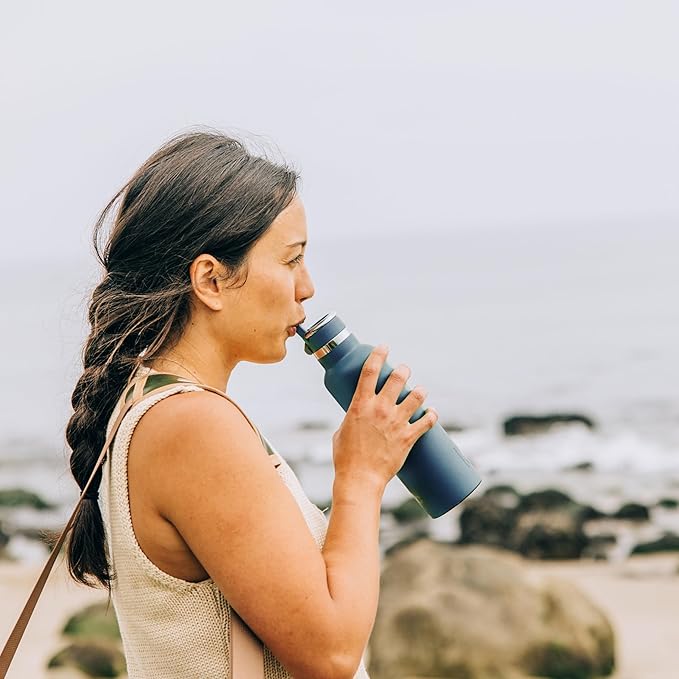 RTIC 20oz Journey Water Bottle Ceramic Lined Metal Stainless Steel Vacuum Insulated, BPA Free, Reusable, for Water, Hot and Cold Drinks, Travel, Sports, Camping, Cool Grey Glitter