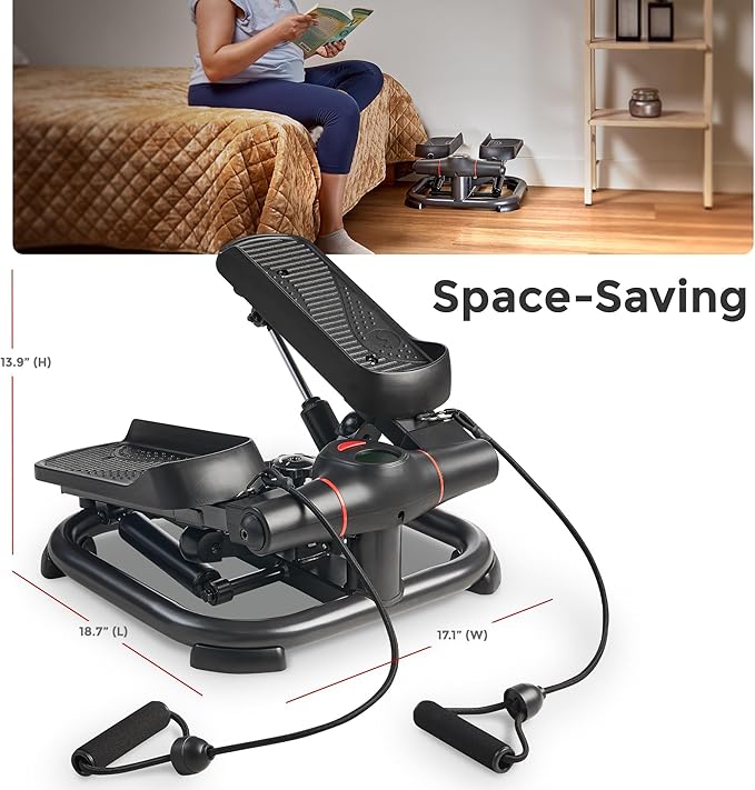 Sunny Health & Fitness Smart Power Stepper with Resistance Bands for Cardio