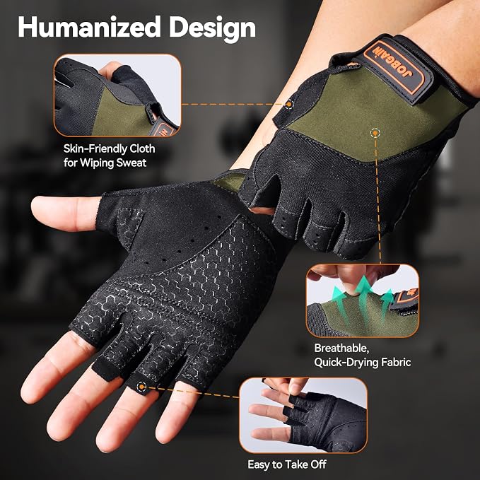 Workout Gloves for Women and Men | Breathable Weight Lifting Gloves, Grip & Shock Absorption, Full Palm Protection, Gym Exercise, Fitness, Training & Cycling