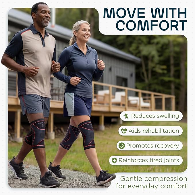 Rymora Knee Supports for Men and Women - Choice of Single or Pair