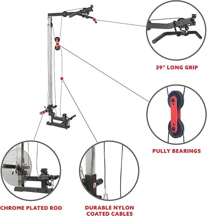 Sunny Health & Fitness Power Zone Strength Rack Power Cage - 1000 LB Weight Capacity, Spotter Bar, Angled Pull-Up Bar, J-Hooks, Resistance Band Pins, Optional LAT Pull Down