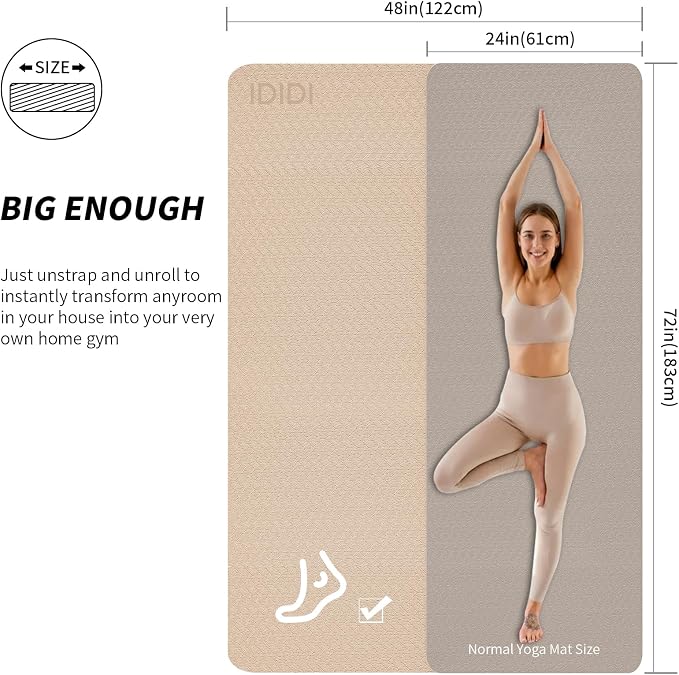 8mm & 10mm Thick Large Yoga Mat (6'x 4') - Extra Long and Wide Workout Mat for Men and Women, Non-Slip POE Fitness Mat, Eco-Friendly Exercise Mat for Home Workouts, Ideal for Yoga and Pilates