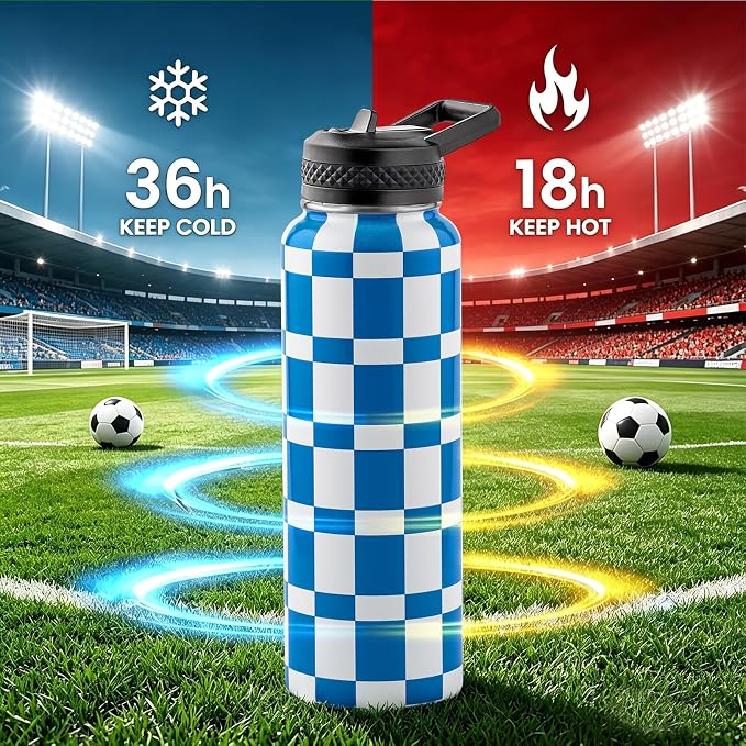RAYMYLO Insulated Water Bottle 40 oz, Triple Wall Vacuum Stainless Steel | (Cold for 36Hrs, Hot for 18Hrs), Leak Proof & Non-BPA, Modern Water Flask Jug with Paracord Handle & Straw Spout Lids