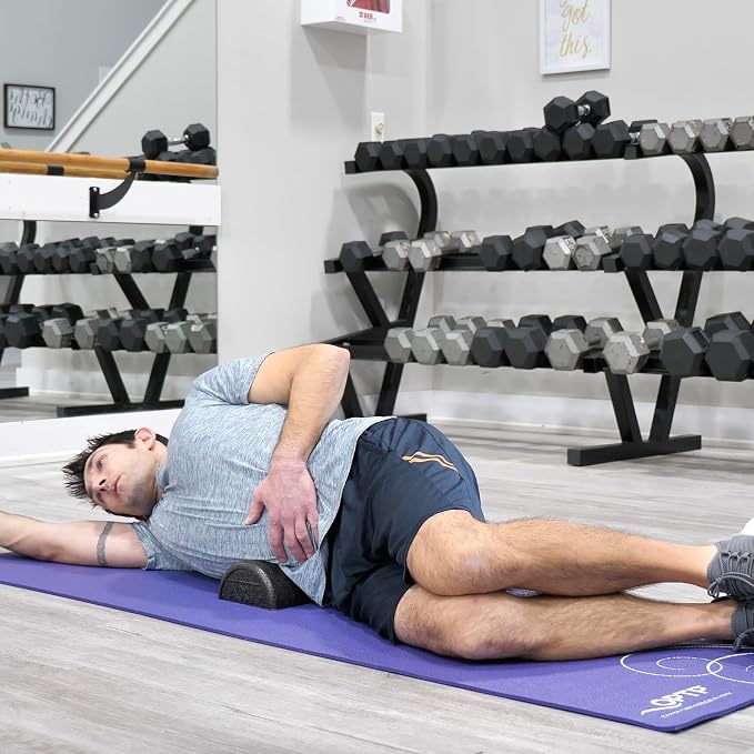 OPTP AXIS Firm Density Foam Roller – Half-Round, Black, 12" X 3" | High density firm foam roller for physical therapy, yoga, Pilates, fitness exercise & sports training, Heat-molded EPP foam