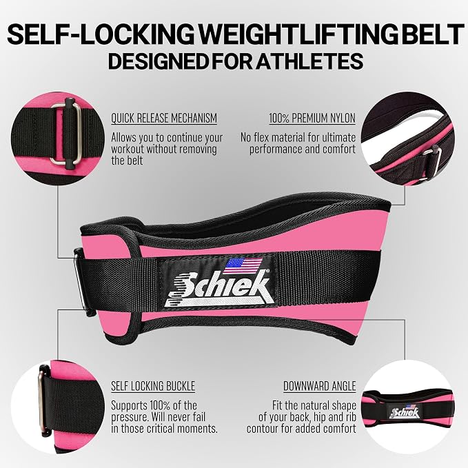 Schiek Sports Model 2004 Nylon 4 3/4" Weight Lifting Belt - Black