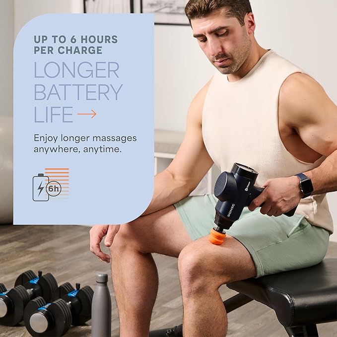 LifePro Sonic Massage Gun Percussion Muscle Massager, 8 Heads & 5 Speeds | Up to 6-Hr Runtime, Deep Tissue Massage Gun for Neck, Back, Calves, Quads, Feet, Trigger Points & Recovery Support