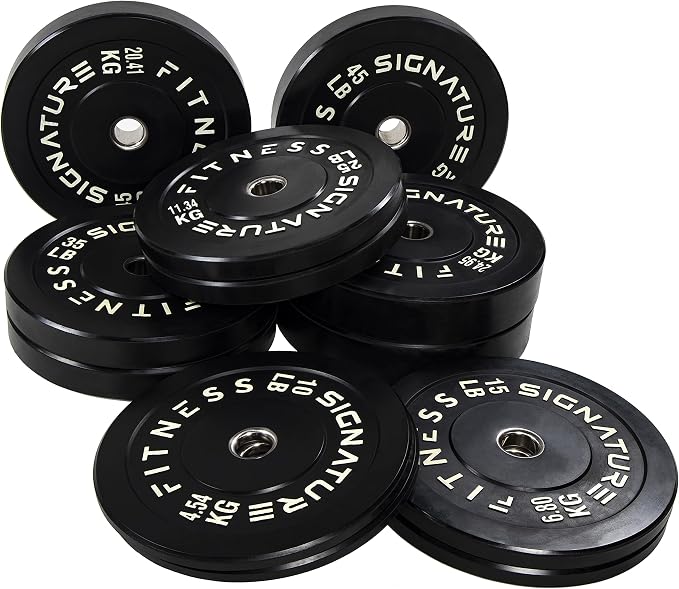 Signature Fitness 2-Inch Cast Iron Barbell Set, Including Multiple LBS Weight Plates and 6FT Barbell Set, Multiple