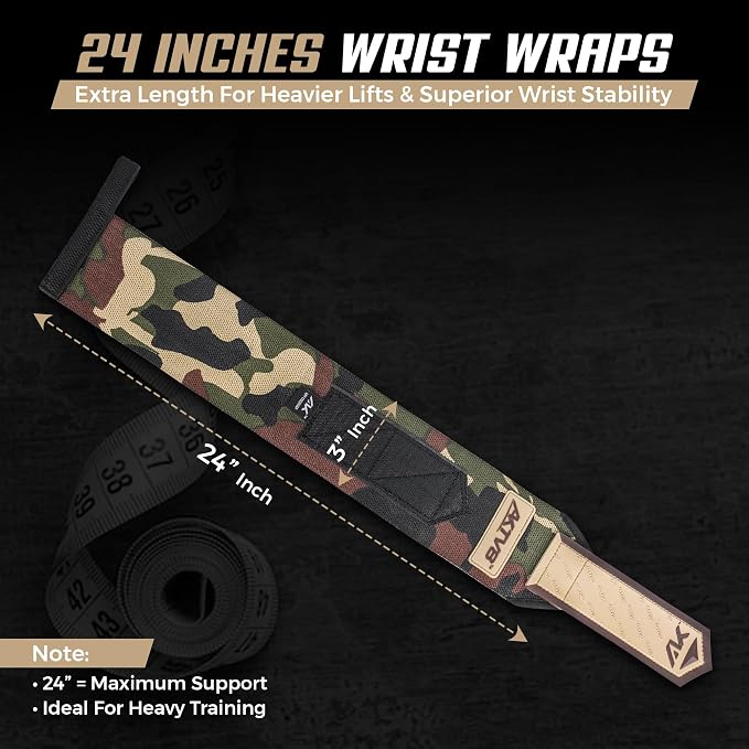 AKTV8 Wrist Wraps for Weightlifting, 18"&24" Heavy Duty Stiff Wrist Support | 3inch Wide Firm Elastic, Reinforced Thumb Loop, Built for Heavy Bench Press, Overhead Press, Powerlifting & Strength Training