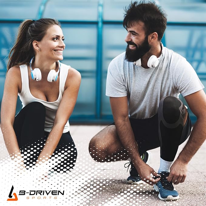 B-Driven Sports Full Leg Compression Sleeve For Men Women - Medical Grade 20-30mmHG - Running Recovery Swelling Thigh Support