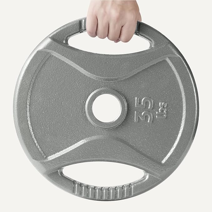 Amazon Basics 2-Inch Olympic Grip Weight Plates, Cast Iron, for Powerlifting, CrossFit & Strength Training