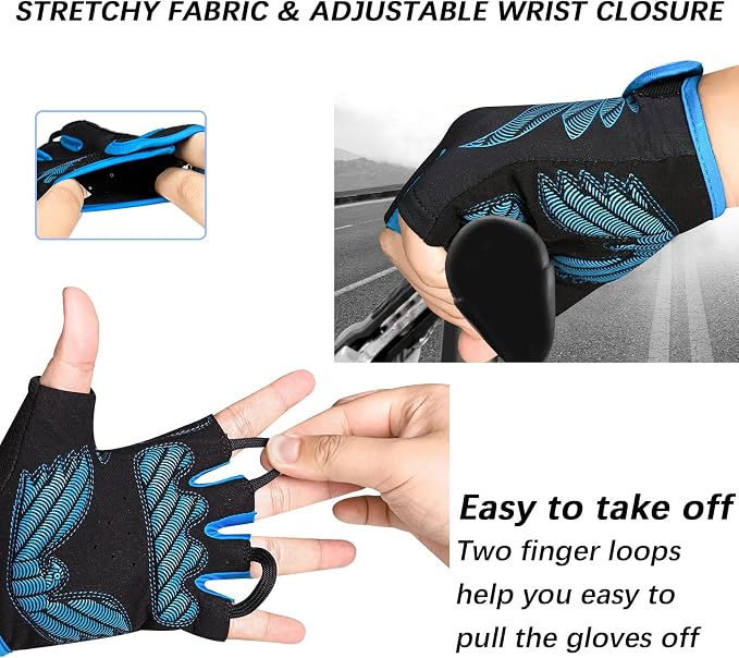 Cycling Gloves Bike Bicycle Gloves, Half Finger 5MM Gel Anti-Slip | Biking Gloves for Men Women Gym workout exercise Motorcycle Hiking Rowing Outdoor Sports
