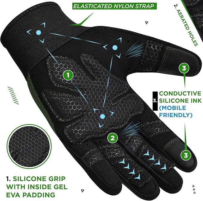 RDX Weight Lifting Gloves Gym Workout, Full Finger Touch Screen, Breathable Anti Slip Padded Palm Protection, Fitness Strength Training Powerlifting HIIT WOD Exercise, Men Women Home Gym Cycling