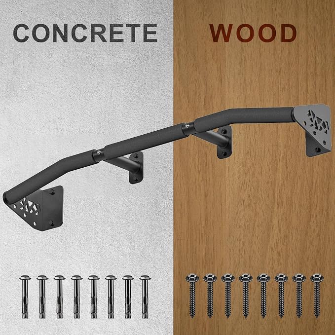 SELEWARE 32"/36" Wall Mount Pull Up Bar Joist Mount Chin Up Bar for Doorway | Heavy Duty Steel Construction Support 450 lb, w/Resistance Band Hooks, Fits 32"/36" Wall Studs for Home Gym Strength Training