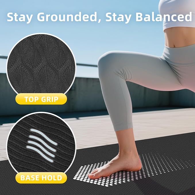 Extra Large Yoga Mat – 72"x48" or 78"x57", 1/4"–1/2" Thick Mat for Women & Men, TPE Non-Slip Pilates Mat for Home Gym, Yoga, Stretching, Meditation