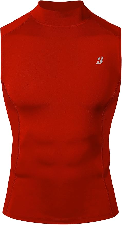 Roadbox Men's Compression Tank Top, Mock Turtleneck Sleeveless Shirt, Fitted Athletic Base Layer for Gym Workout