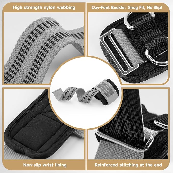 M MANUEKLEAR Wrist Straps for Weightlifting, Gym Lifting Straps with D Rings for Cable Machine,Weight Lifting Wrist Wraps for Men Women