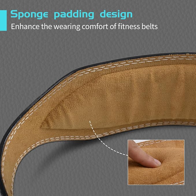 Leather Weight Lifting Belt 11 Adjustable Holes 4 and 6 inch for Lumbar Back Support Gym Weight Belt, Heavy Duty Workout, Training Strength, Powerlifting Weightlifting, Squat & Bodybuilding