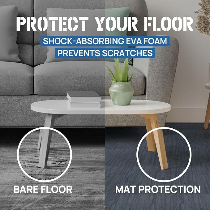 Yes4All EVA Interlocking Mats, Puzzle Floor Tiles, Foam Floor Padding with Border for Furniture, Home Space, Living Room, Garage