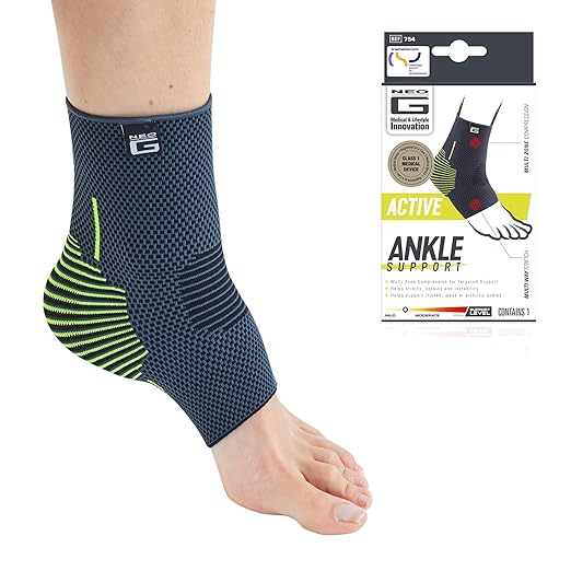 Neo-G Ankle Compression Sleeve Sports – Active – Ankle Compression Sleeve for Running - Lightweight, Elastic, Helps with Strains, Weak Ankles, Injury Recovery, Ankle Swelling Relief - XL