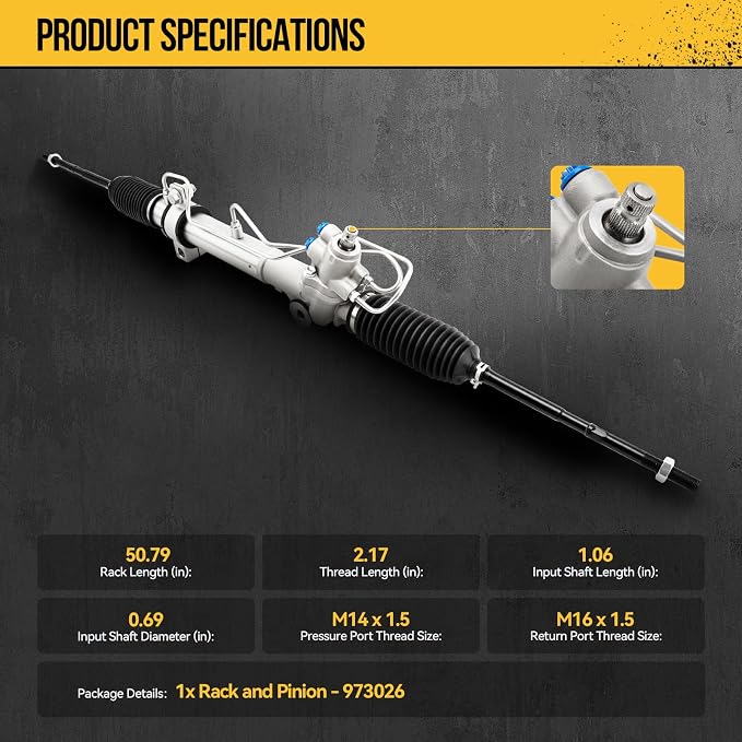 KAC Hydraulic Power Steering Rack and Pinion Assembly Compatible with 2004 2005 2006 2007 2008 2009 Nissan Quest All Models Replace# 973026