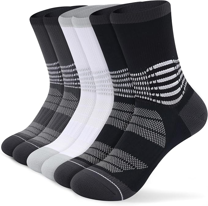 IRAMY Crew Compression Socks for Women Men with Ankle Arch Support Plantar Fasciitis Relief 3/6 Pairs