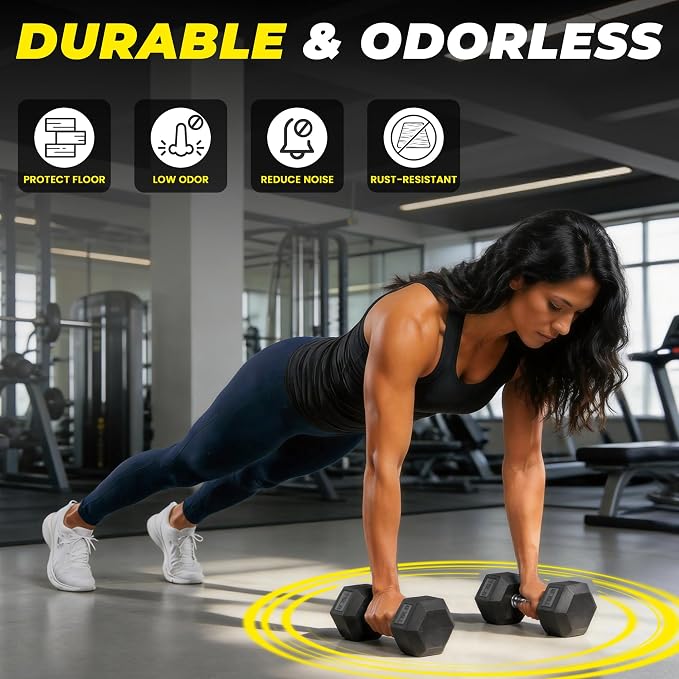 Hulkfit 60-550 lb Dumbbell Set, Rubber Coated Hex Dumbbells, Weights Dumbbells Set for Home Gym Training, Hand Weights for Women & Men