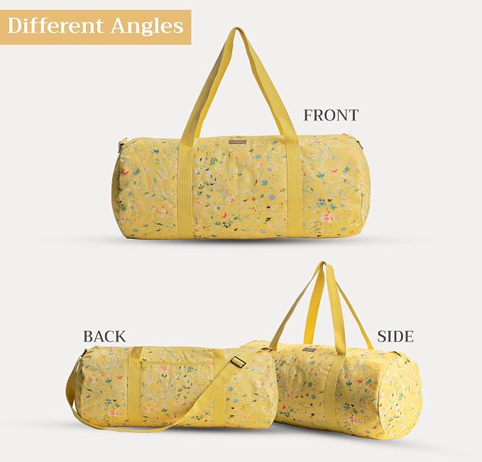 Maison d' Hermine Yoga Mat Duffle Bag Gym Tote Yoga Mat Carry Bag | Cylindrical bag for Woman Men Gifts Adjustable shoulder straps with Drawstring Water Bottle Pocket and zipper pocket