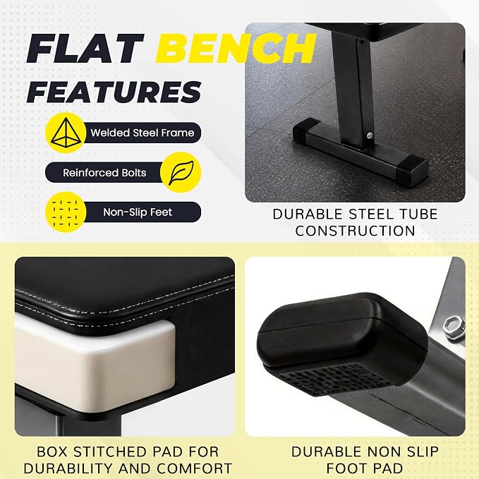 HULKFIT Adjustable Folding Weight Bench, Heavy Duty Workout Bench with Multiple Backrest Positions, Stable Incline Decline Flat Exercise Bench for Full Body Strength Training at Home Gym