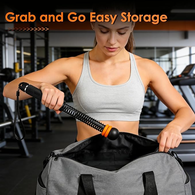 Weighted Ropeless Battle Ropes, Heavy Duty Portable and Adjustable Cordless Ropeless Battle Rope with Storage Bag for Home Gym, Low-Impact Workout, Fitness Equipment for Women & Men (Black and Orange)