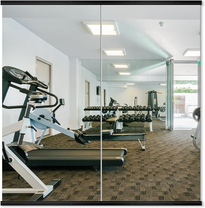 Delma Home Gym Mirror, 50''x25''x2PCS Black Wall Mounted Large Frameless Tempered Glass Wall Mirror for Home Gym, Garage, Bedroom, Bathroom