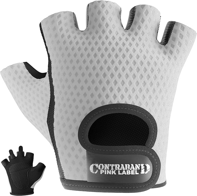Contraband Pink Label 5307 Womens Designer Workout Gloves | Low Sweat Diamond Mesh Fabric w/Grip-Lock™ Silicone Palm