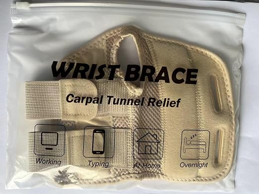 NuCamper Wrist Brace for Carpal Tunnel Night Wrist Support Right Hand Beige | Wrist Splint for Men Women, Tendonitis Arthritis Pain Relief,Adjustable Compression Hand Braces, Sleeping, Office Work Typing