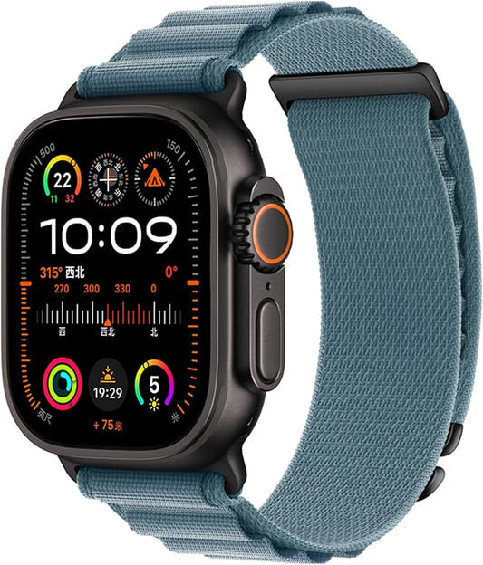Alpine Nylon Sport Bands Compatible with Apple Watch Ultra Band 49mm 46mm 45mm 44mm 42mm Men Women, Stretch Loop Strap with D-Hook for iWatch Series 10 Ultra SE 9 8 7 6 5 4 3 2 1 (B-Light Blue, 49mm/46mm/45mm/44mm/42mm(Series 3))