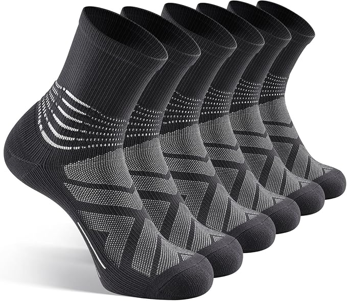 IRAMY Compression Ankle Support Crew Socks Men Women Wicking Plantar Fasciitis Relief Running Hiking Socks 3 Pairs