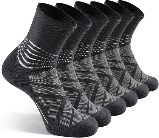 IRAMY Compression Ankle Support Crew Socks Men Women Wicking Plantar Fasciitis Relief Running Hiking Socks 3 Pairs