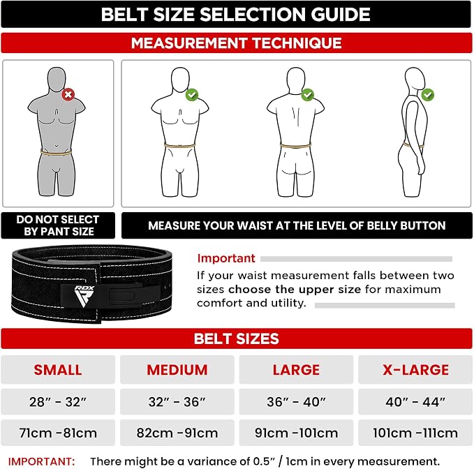 RDX Weight Lifting Belt Powerlifting, Approved By IPL and USPA, 10mm Thick 4" Leather Lumbar Back Support, Lever Buckle Gym Strength Training Equipment, Bodybuilding Deadlifts Squats Workout Men Women