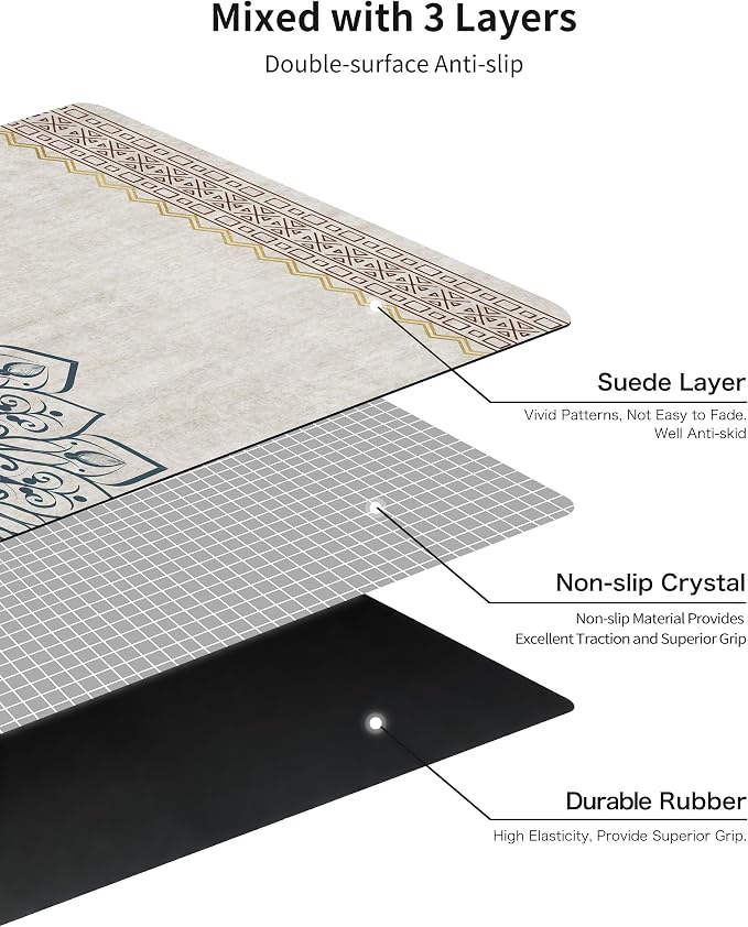 nuveti Printed Travel Yoga Mat 1/16 Inch Thick Non Slip Fitness Workout Mat | with Carrying Bag, Foldable Lightweight Suede & Natural Rubber Yoga Mat for Yoga Pilates and Fitness 72" L x 24" W x 1.5mm