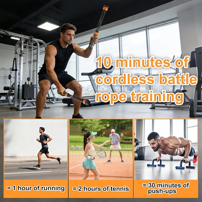 Ropeless Battle Ropes with Adjustable Weights Battle Ropes for Home Gym Exercise, 2PCS Weighted Workout Equipment for Low-Impact, Strength & HIIT, for Men & Women
