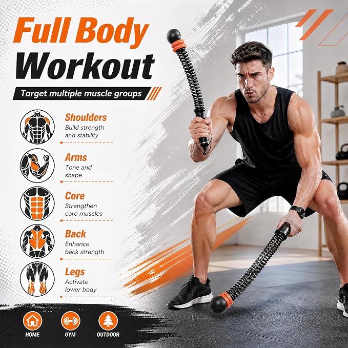 UBeesize Weighted Ropeless Battle Rope Fitness Kit with Gloves & Bag | Cordless Battle Ropes for Home Gym with Poster, 3 Adjustable Weight Rings, Portable Workout Equipment for Core Strength