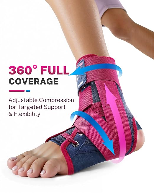 Ankle Brace for Men Women with Removable Side Splints Figure 8 Strap | Quick Lace-Up Adjustment, Sprain Recovery Support, Achilles Tendon Relief, Sports Stability for Basketball & Running