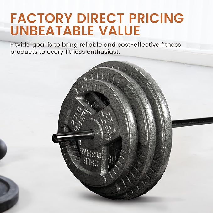 Fitvid Stardard Barbell for Weightlifting and Power Lifting, 300 Pound Capacity