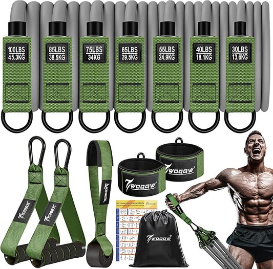 WOQQW Heavy Resistance Bands for Working Out, 350lbs/450lbs Exercise Bands with Handles, Workout Bands Set for Men, Fitness Weight Bands for Muscle Strength Training,Stretching,Slim,Home Gym Equipment