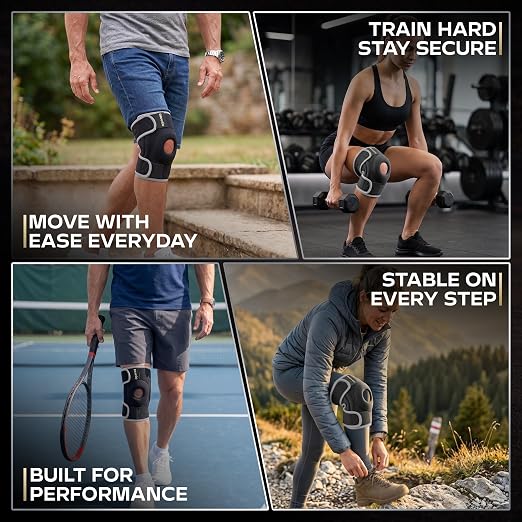 Knee Brace for Women & Men - Adjustable Patella Support & Side Stabilizers | Patella Gel Pad, Compression Support, Meniscus Support, ACL & MCL Support, Knee Pain Relief, Please Check Size Chart (XL)